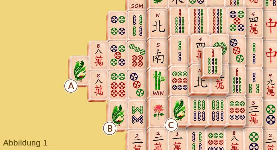 Mahjong-Spielfeld mit freien und blockierenden Paaren